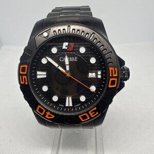 Calibre Akron Men's Black IP Steel Black Dial Quartz Date Dive Watch